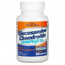 21st Century, комплекс глюкозаміну та хондроїтину із МСМ, з поліпшеною, потрійною ефективністю, 80 таблеток