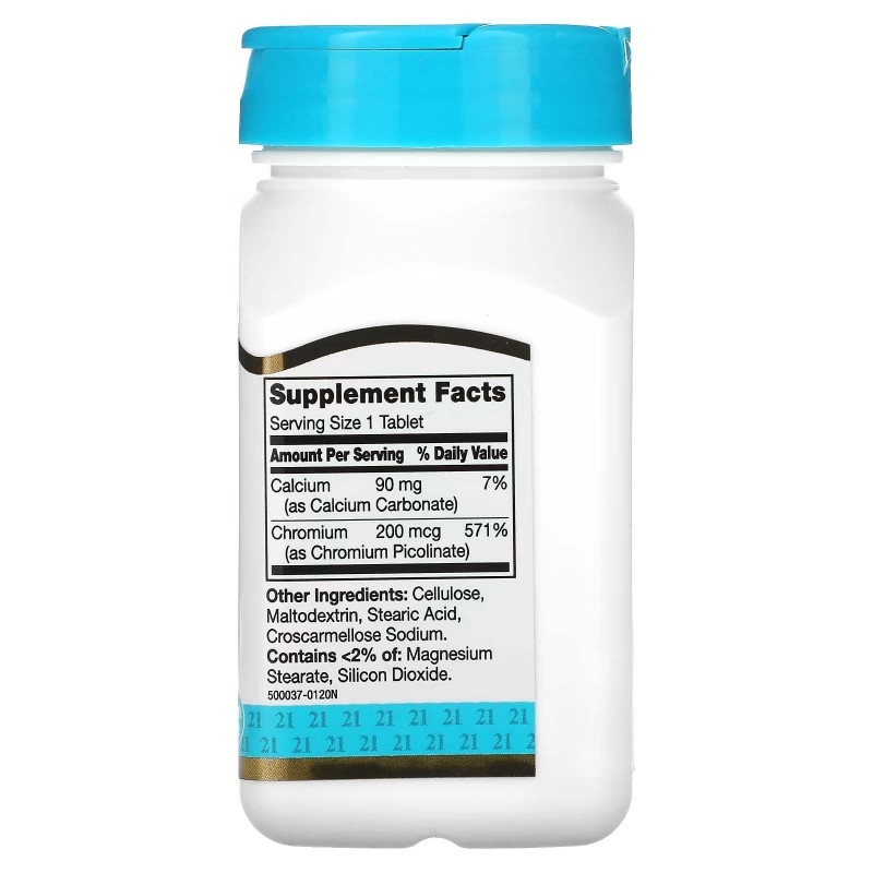 21st Century, піколінат хрому, 200 мкг, 100 таблеток