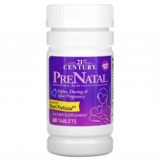 21st Century, PreNatal, пренатальні мультивітаміни з фолієвою кислотою, 60 таблеток