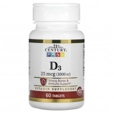 21st Century, вітамін Д3, 25 мкг (1000 МО), 60 таблеток