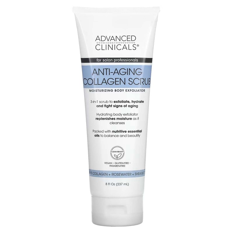 Advanced Clinicals, Anti-Aging скраб з колагеном, 237 ml