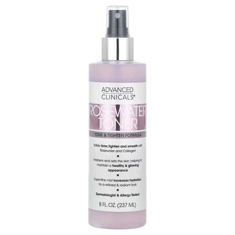 Advanced Clinicals, Тонік з рожевою водою, формула тонусу та підтяжки (237 мл)