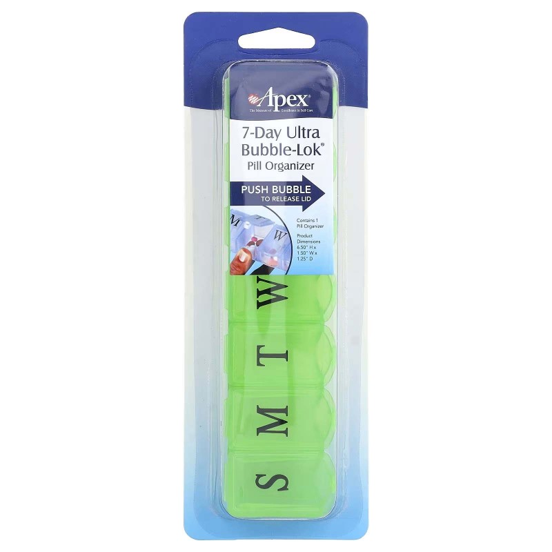 Apex, 7-денний органайзер контейнер для таблеток Ultra Bubble-Lok, 1 таблетниця