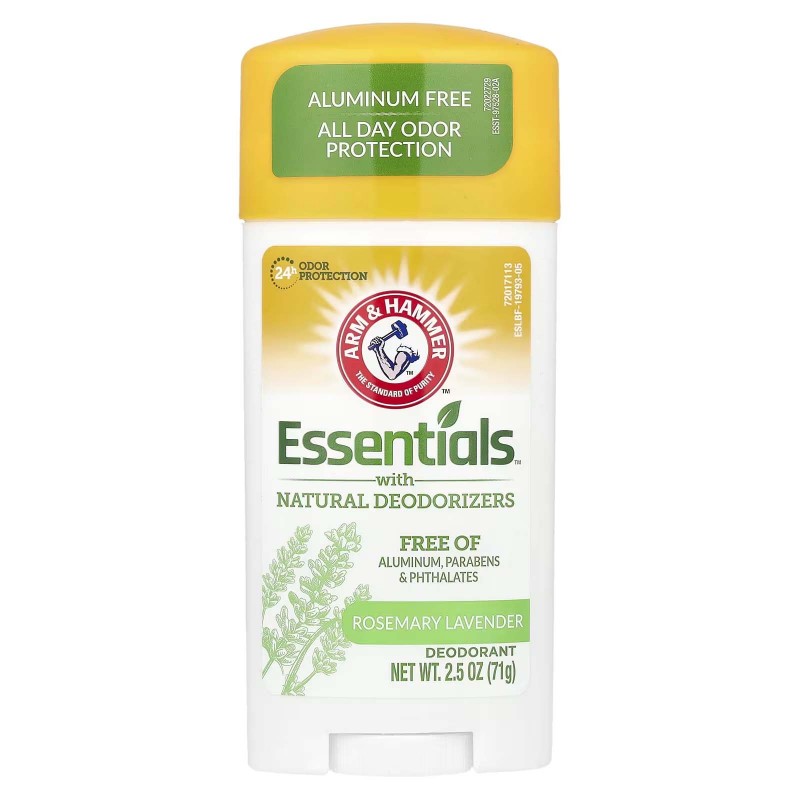 Arm & Hammer, Essentials, дезодорант із натуральними дезодорувальними речовинами, розмарин і лаванда, 71 г