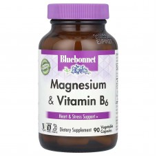 Bluebonnet Nutrition, магній і вітамін В6, 90 веганських капсул