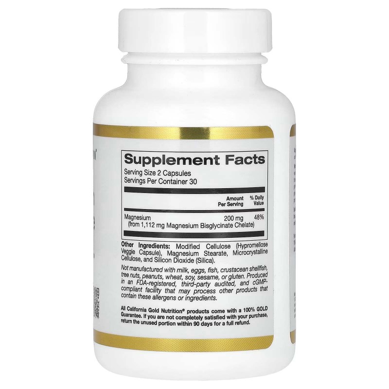 California Gold Nutrition, бісгліцинат магнію, 60 вегетаріанських капсул