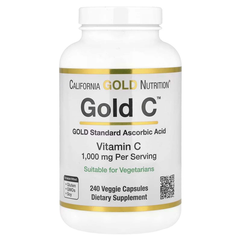 California Gold Nutrition, Gold C, вітамін С, 1000 мг, 240 рослинних капсул