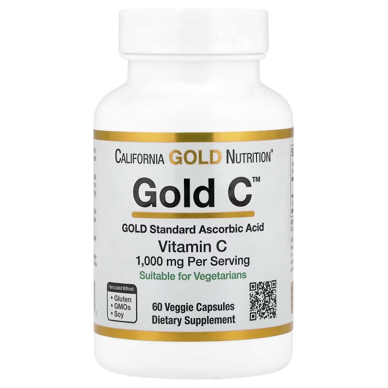 California Gold Nutrition, Gold C, вітамін С, 1000 мг, 60 вегетаріанських капсул