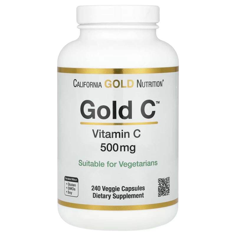 California Gold Nutrition, Gold C, вітамін С, 500 мг, 240 вегетаріанських капсул