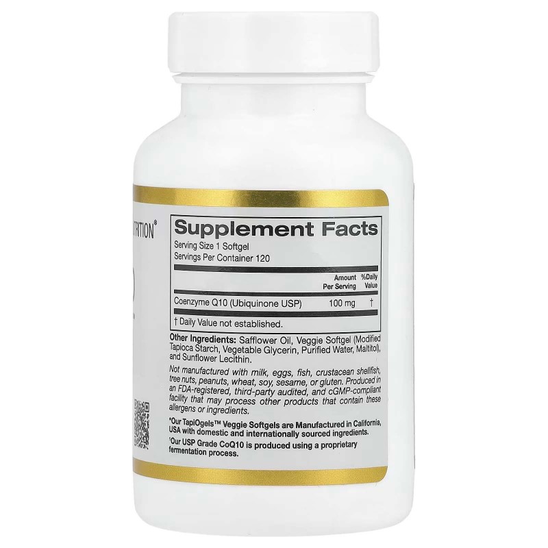 California Gold Nutrition, коензим Q10, 100 мг, 120 рослинних капсул