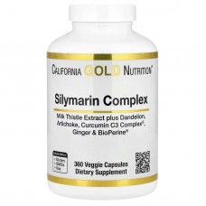 California Gold Nutrition, силімариновий комплекс для здоровя печінки з розторопшею, куркуміном, артишоком, кульбабою, імбиром і чорним перцем, 360 вегетаріанських капсул