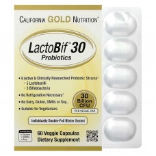 California Gold Nutrition, LactoBif, пробіотики, 30 млрд КУО, 60 рослинних капсул
