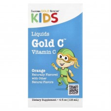 California Gold Nutrition, Liquid Gold, вітамін C у рідкій формі для дітей, клас USP, зі смаком терпкого апельсину, 118 мл