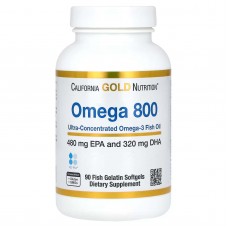 California Gold Nutrition, California Gold Nutrition, омега-800, рибячий жир фармацевтичного ступеня чистоти, 80 % ЕПК/ДГК, форма тригліцеридів, 1000 мг, 90 капсул із рибячого желатину