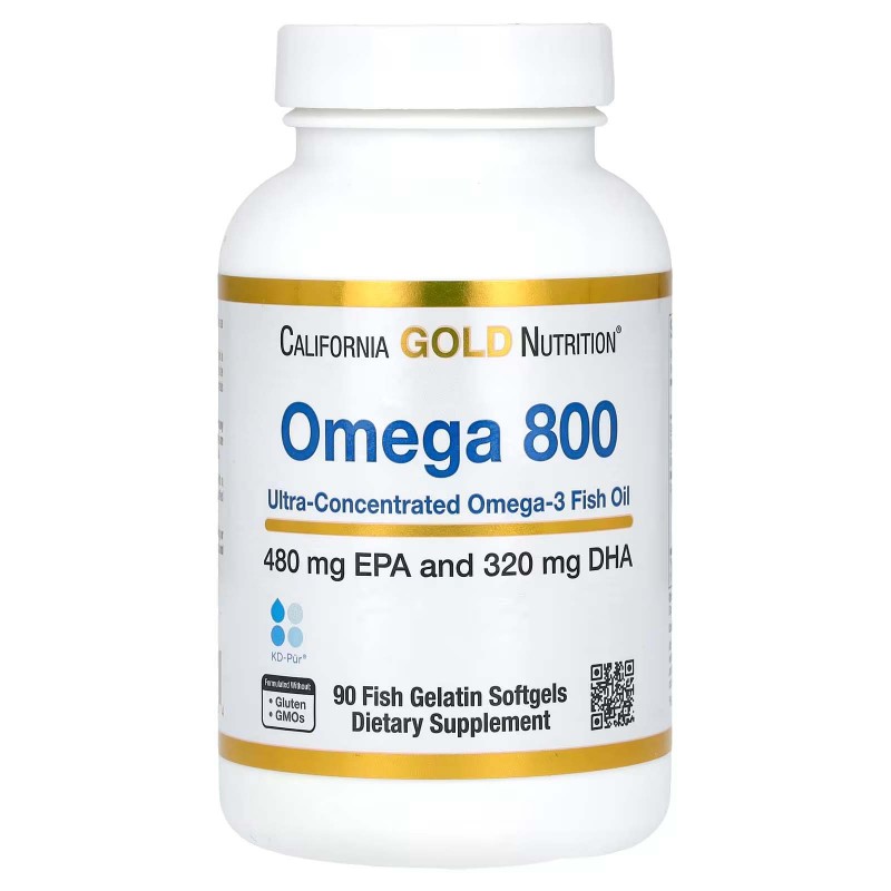 California Gold Nutrition, California Gold Nutrition, омега-800, рибячий жир фармацевтичного ступеня чистоти, 80 % ЕПК/ДГК, форма тригліцеридів, 1000 мг, 90 капсул із рибячого желатину