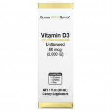 California Gold Nutrition, вітамін Д3 (без добавок), 2000 МО, 30 мл