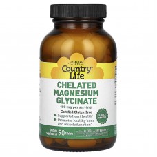 Country Life, хелатний гліцинат магнію, 133 мг, 90 таблеток