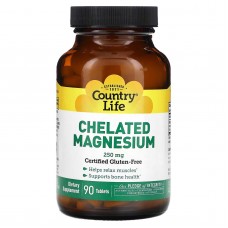 Country Life, магній хелат, 250 мг, 90 таблеток