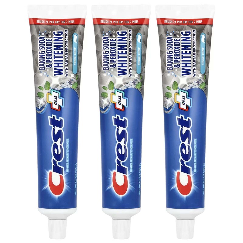 Crest, відбілювальна зубна паста з харчовою содою та пероксидом і фторидом, зі свіжою мятою, 1 шт. в упаковці по 161 г
