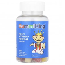 GummiKing, мультивітаміни та мінерали для дітей, полуниця, апельсин, лимон, виноград, вишня та грейпфрут, 60 жувальних мармеладок