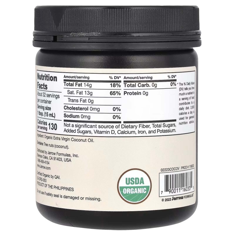 Jarrow Formulas, нерафінована кокосова олія першого віджиму, 473 г