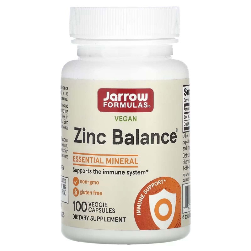 Jarrow Formulas, Zinc Balance, цинк, 100 рослинних капсул