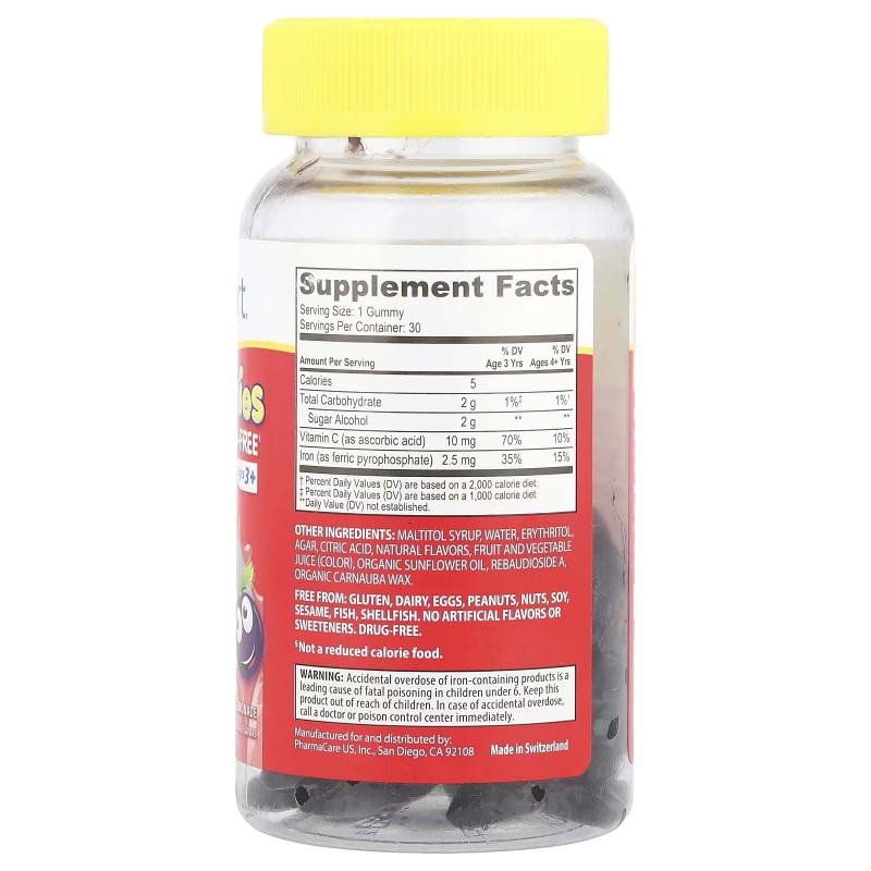 Kids Smart, Kids Smart® VITA Gummies®, із залізом і вітаміном C, для дітей віком від 3 років, ожиновий лимонад, 30 жувальних таблеток