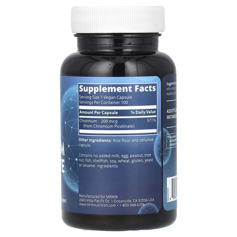 MRM Nutrition, Nutrition, піколінат хрому, 100 веганських капсул