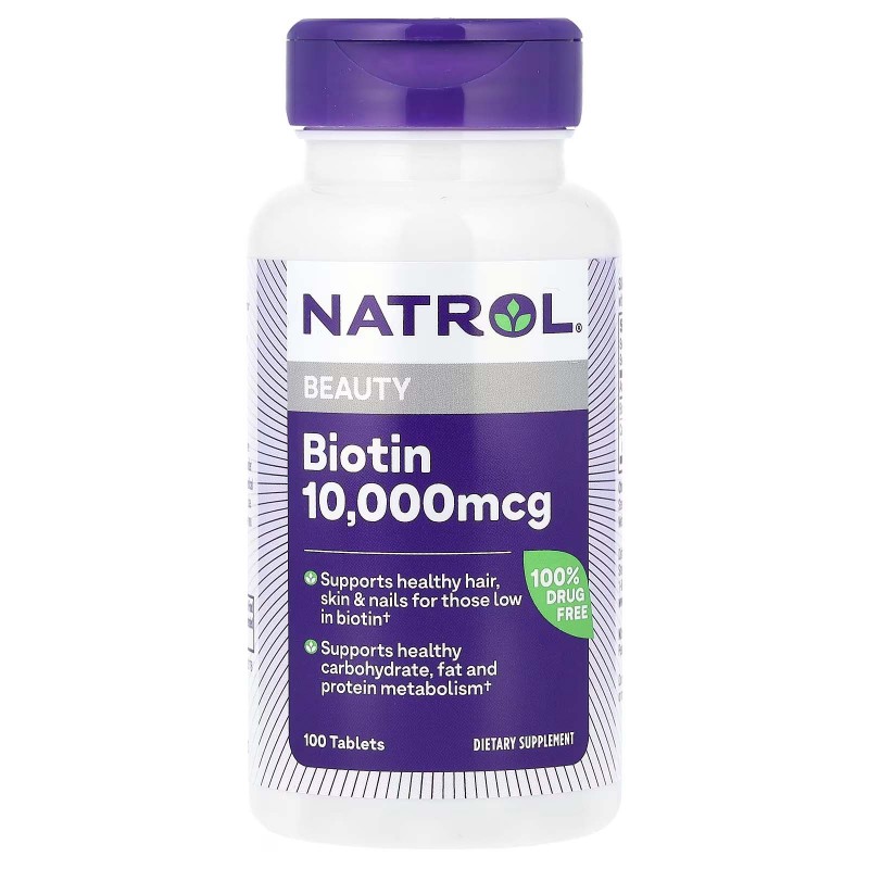 Natrol, біотин, максимальна сила дії, 10 000 мкг, 100 таблеток