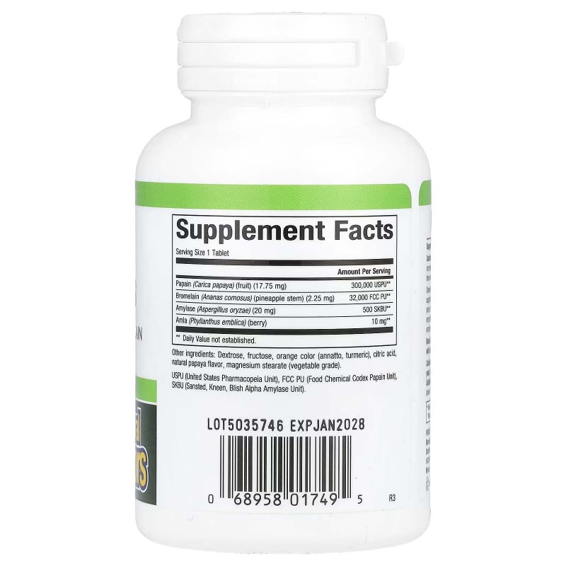 Natural Factors, ферменти папаї з амілазою та бромелаїном, 120 жувальних таблеток