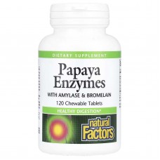 Natural Factors, ферменти папаї з амілазою та бромелаїном, 120 жувальних таблеток
