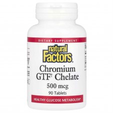 Natural Factors, хелат хрому з фактором толерантності до глюкози (GTF), 500 мкг, 90 таблеток