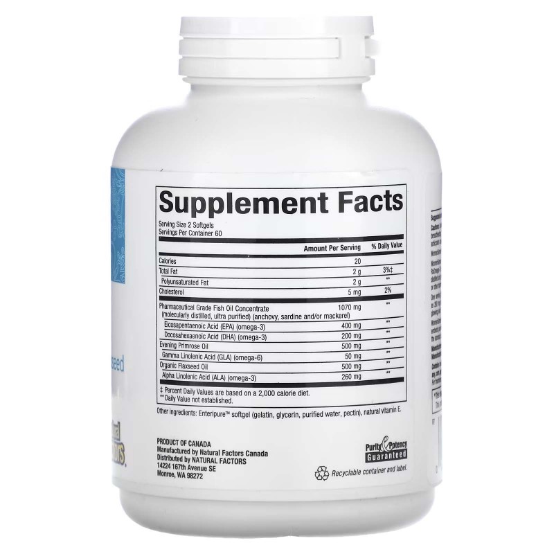 Natural Factors, WomenSense, Rx омега 3, 120 мяких таблеток Enteripure