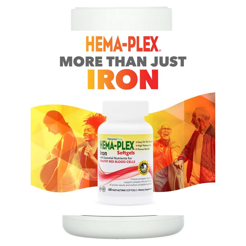 NaturesPlus, Hema-Plex, залізо 60 швидкодіючих капсул
