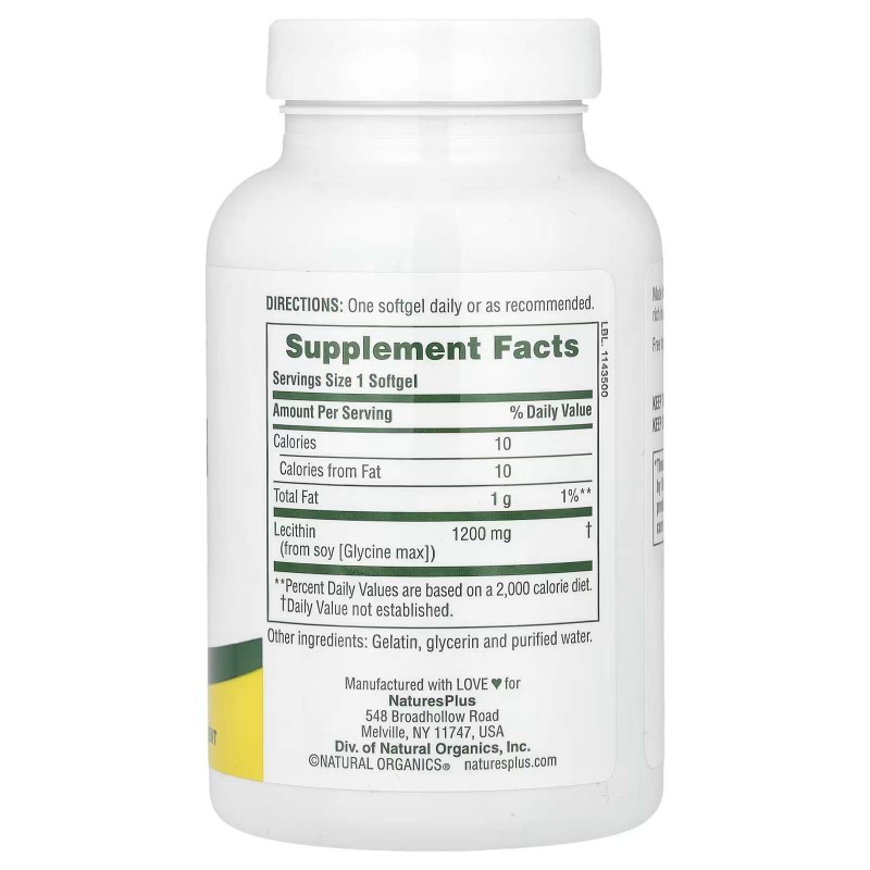 NaturesPlus, лецитин, 1200 мг, 90 капсул