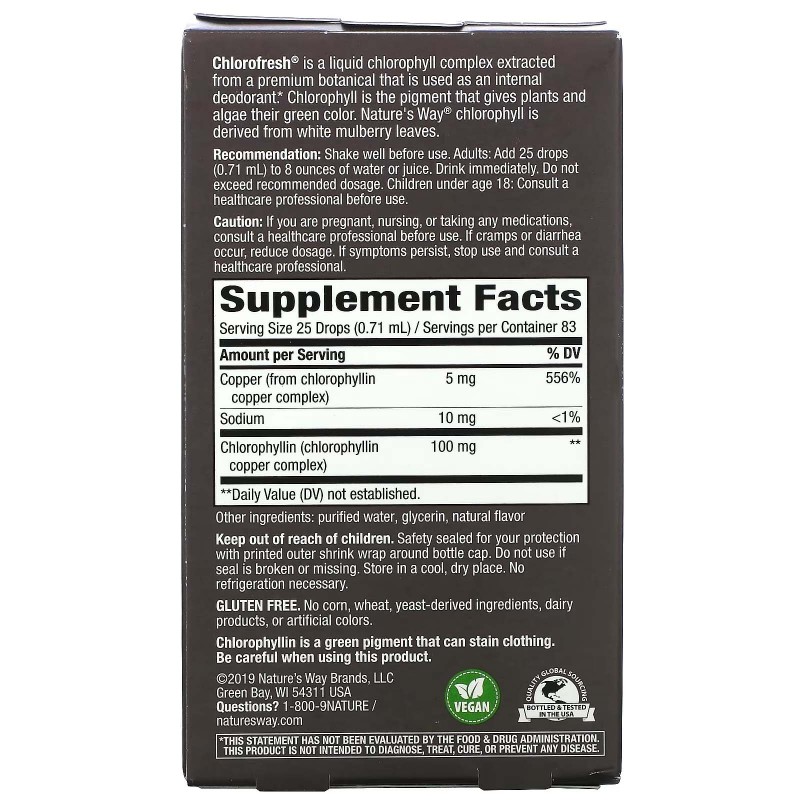 Nature's Way, Chlorofresh, краплі з хлорофілом, зі смаком мяти, 59 мл