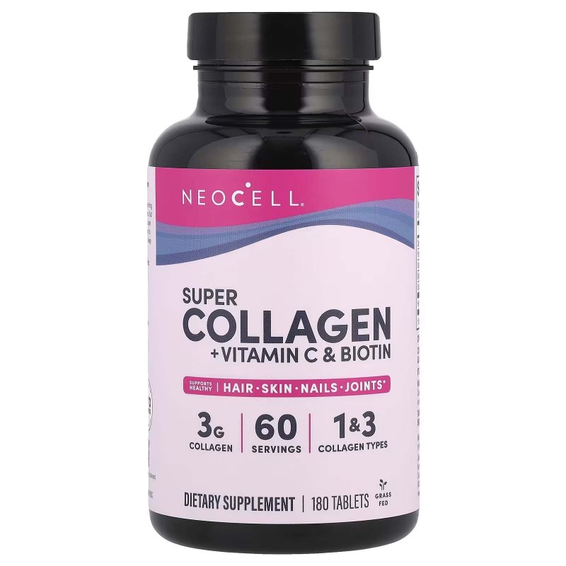 NeoCell, Super Collagen, колаген із вітаміном C та біотином, 180 таблеток