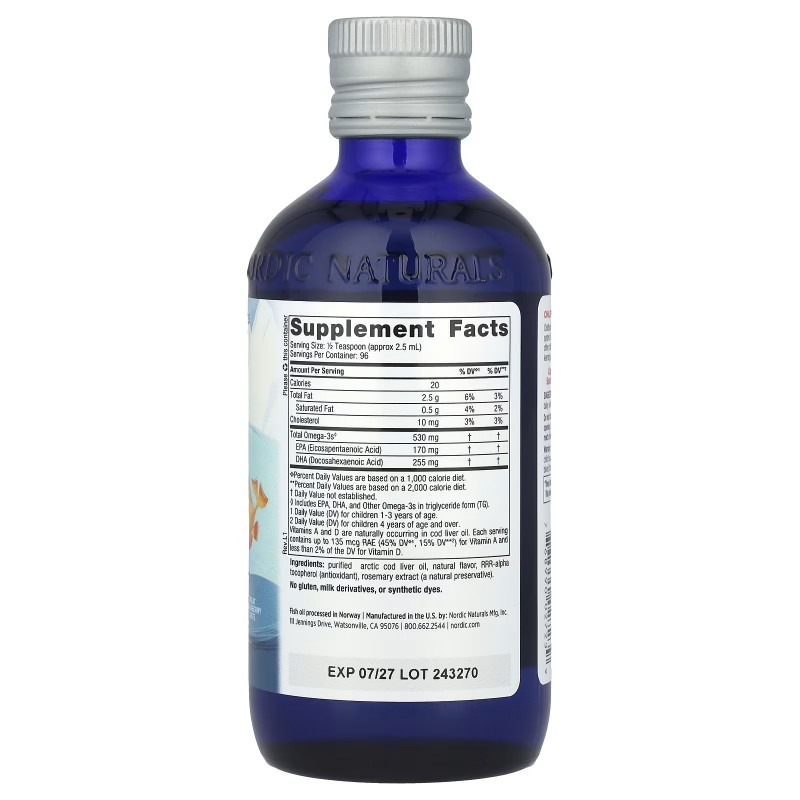 Nordic Naturals, дитяча омега 3, ДГК для дітей віком від 1 до 6 років, зі смаком полуниці, 237 мл