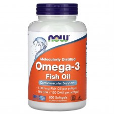 NOW Foods, омега-3, 180 мг ЕПК / 120 мг ДГК, 200 капсул