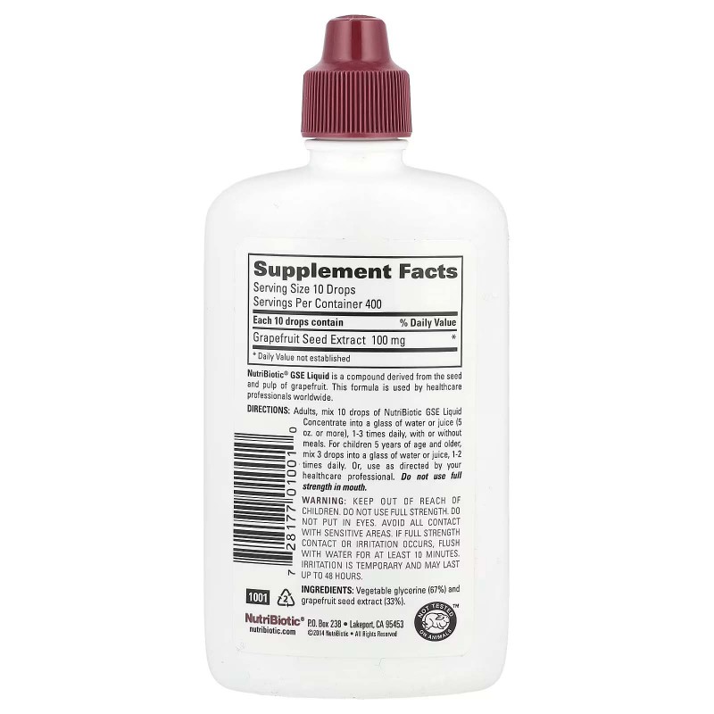 NutriBiotic, веганський екстракт насіння грейпфрута GSE, рідкий концентрат, 118 мл