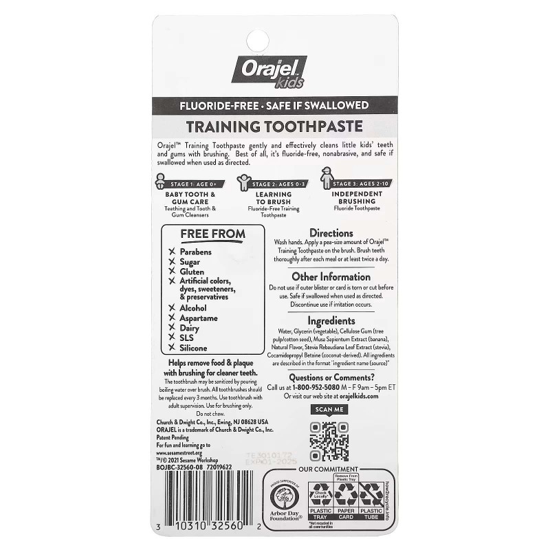 Orajel, очищувальний засіб для зубів і ясен Elmo, без фториду, для дітей у віці від 3 місяців до 2 років, суміш банана та яблука, 28,3 г