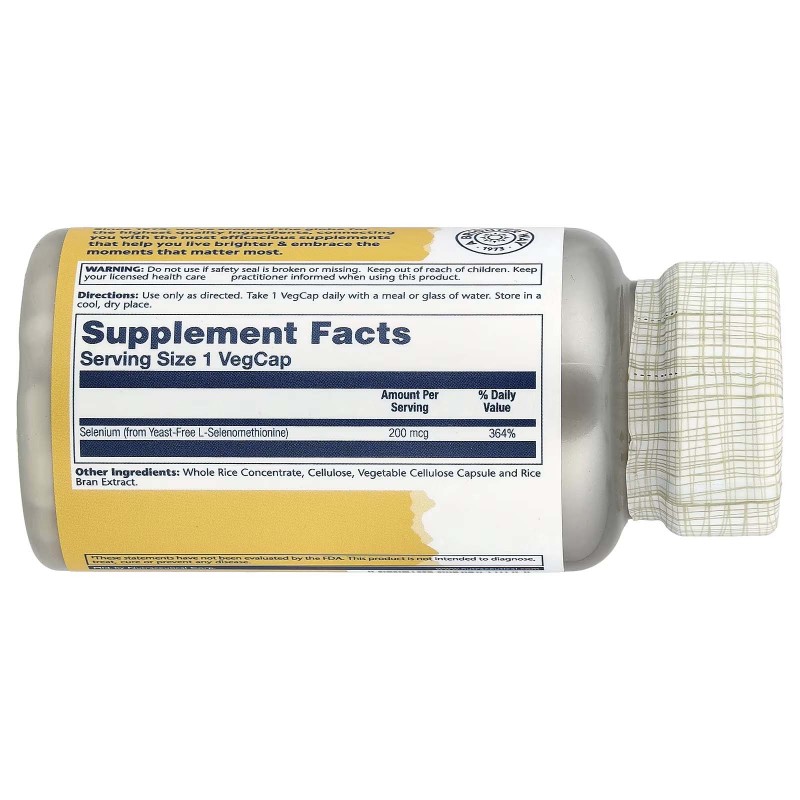 Solaray, селен, 200 мг, 90 капсул VegCap