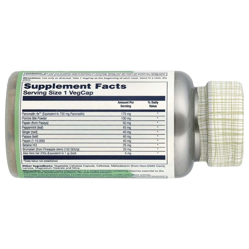 Solaray, Super Digestaway, суміш ферментів для полегшення травлення, 90 капсул VegCap