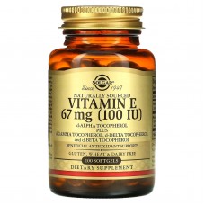 Solgar, вітамін Е природного походження, 67 мг (100 МО), 100 капсул