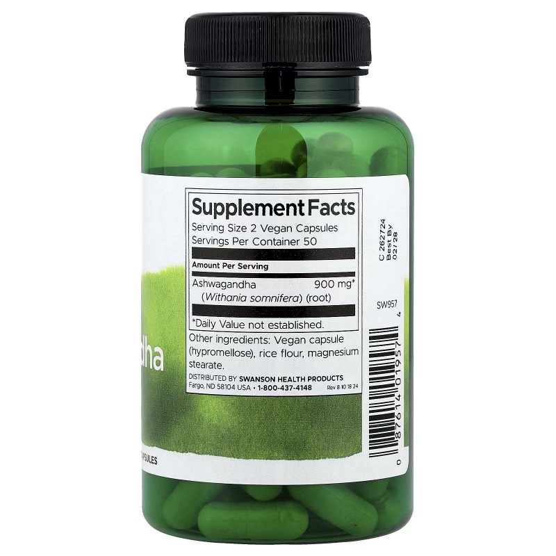 Swanson, ашваганда, 450 мг, 100 капсул