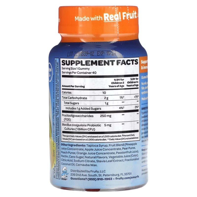 The Smurfs, дитячий пробіотик жувальні таблетки для дітей від 3 років, 40 жувальних таблеток