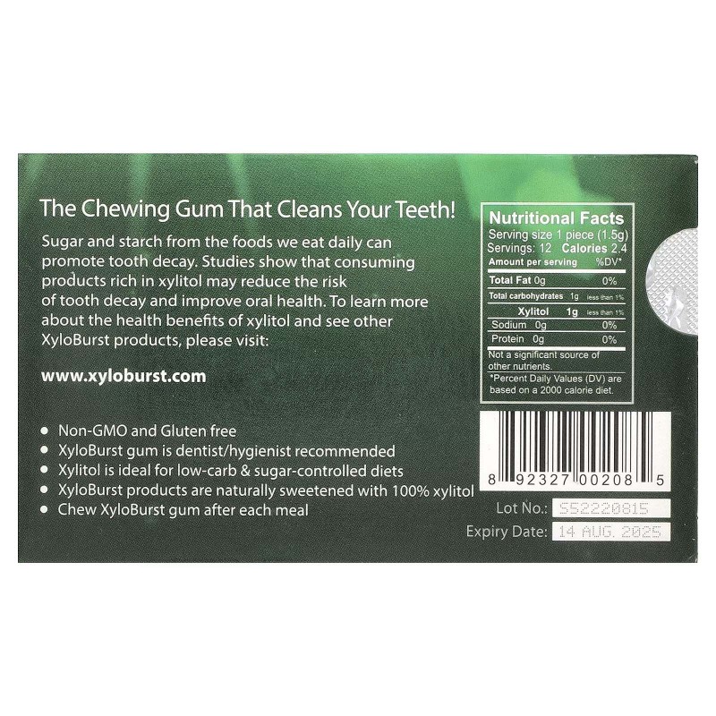 Xyloburst, ксилітолова камедь, мята кучерява, 12 шт