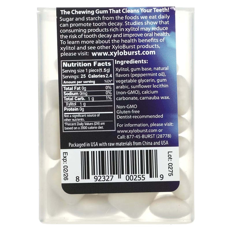 Xyloburst, ксилітолова камедь, перцева мята, 25 шт