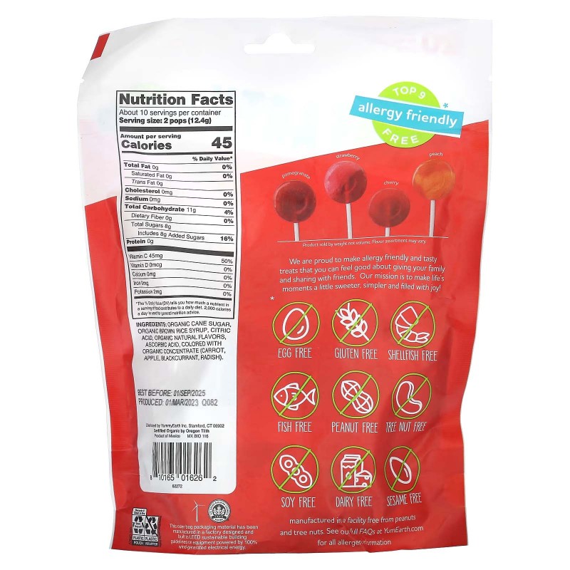 YumEarth, органічні льодяники, асорті, 20 льодяників, 119,1 г