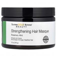California Gold Nutrition, Beauty, зміцнювальна маска для волосся з біотином, розмарин і мята, 340 г
